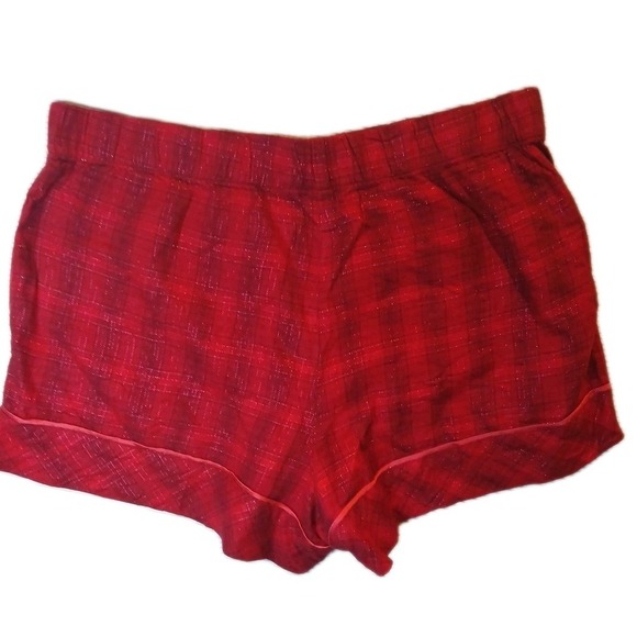 Victoria's Secret sleep Shorts Pajama Bottom Med Red Black Checkered Sleepwear - Picture 2 of 8